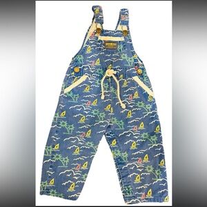 Oshkosh B Gosh Vintage Overalls Sailboats Palm Trees Size 24 Months USA Made
